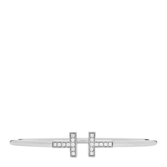 18K White Gold Diamond T Wire Bracelet