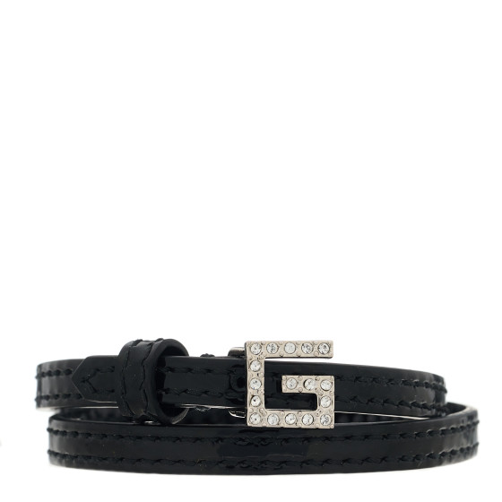 Patent Crystal G Buckle Choker Black