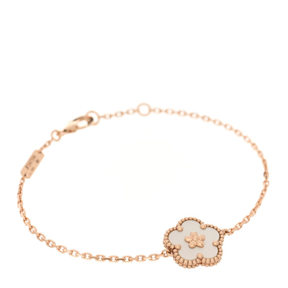 18K Rose Gold Mother Of Pearl Lucky Spring Plum Blossom Bracelet