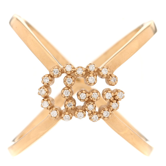 18K Yellow Gold Diamond Running G Cross Ring 51 5.75