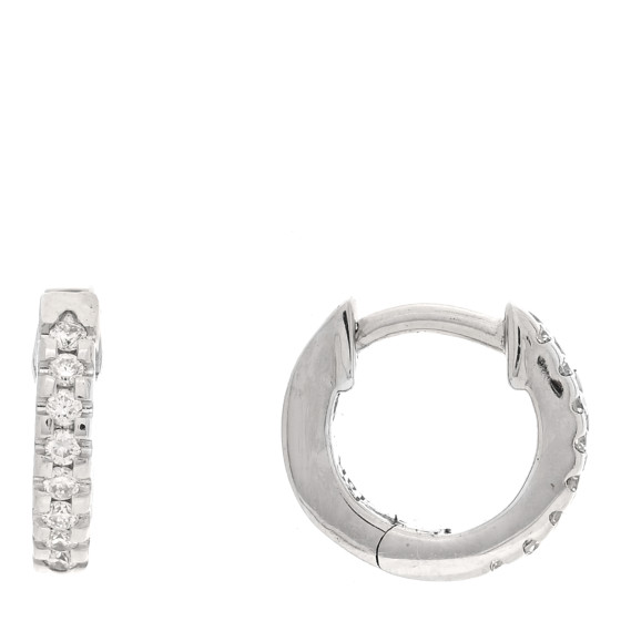 18K White Gold Diamond XX Small Classic Huggie Hoop Earrings