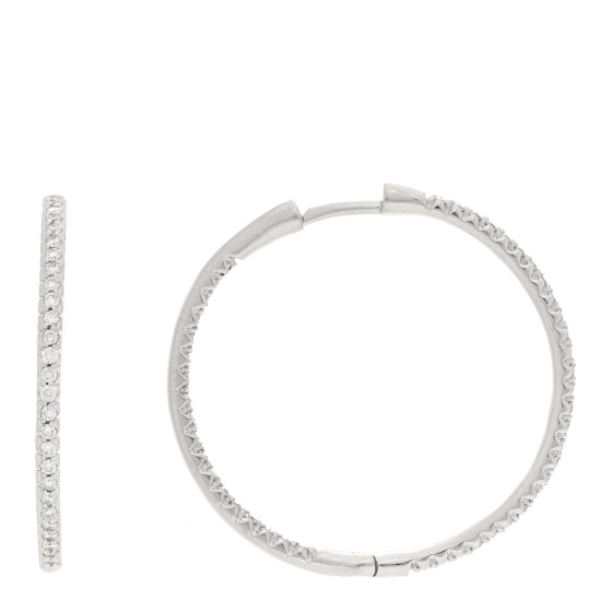 18K White Gold Diamond Large Inside Outside Hoop Earrings