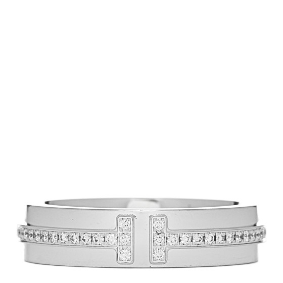 18K White Gold Diamond Narrow T Two Ring 47 4