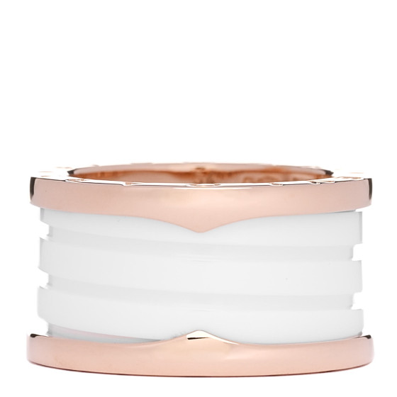 18K Rose Gold White Ceramic B.Zero1 Four-Band Ring 54 6.75