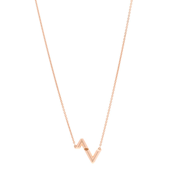 18K Pink Gold LV Volt Upside Down Pendant Necklace