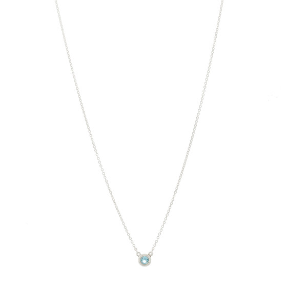 Sterling Silver Aquamarine .13ct Elsa Peretti Color by the Yard Pendant Necklace