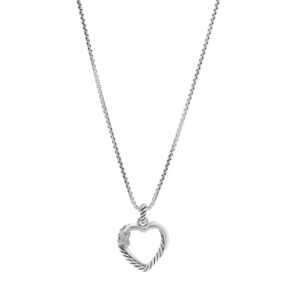 Sterling Silver Diamond Petite X Heart Necklace