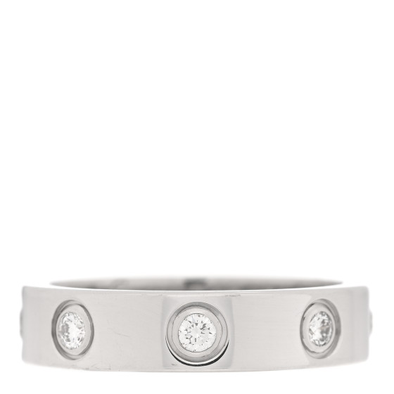 18K White Gold 8 Diamond 4mm Wedding Band LOVE Ring 45 3.25