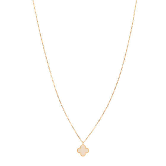 18K Yellow Gold Mother of Pearl Sweet Alhambra Pendant Necklace