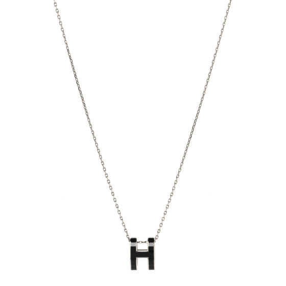 Lacquered Palladium Pop H Pendant Necklace Black