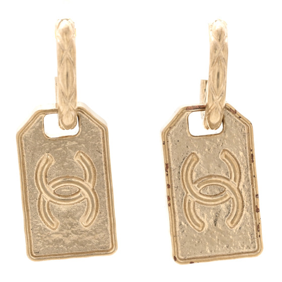 CC Tag Drop Earrings Gold