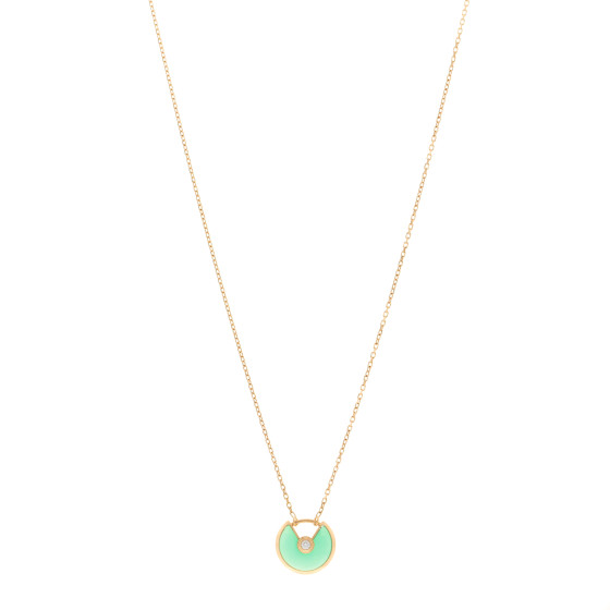 18K Yellow Gold Diamond Chrysoprase XS Amulette de Cartier Pendant Necklace