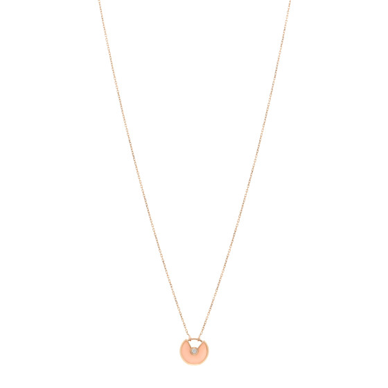 18K Pink Gold Diamond Pink Opal XS Amulette de Cartier Pendant Necklace