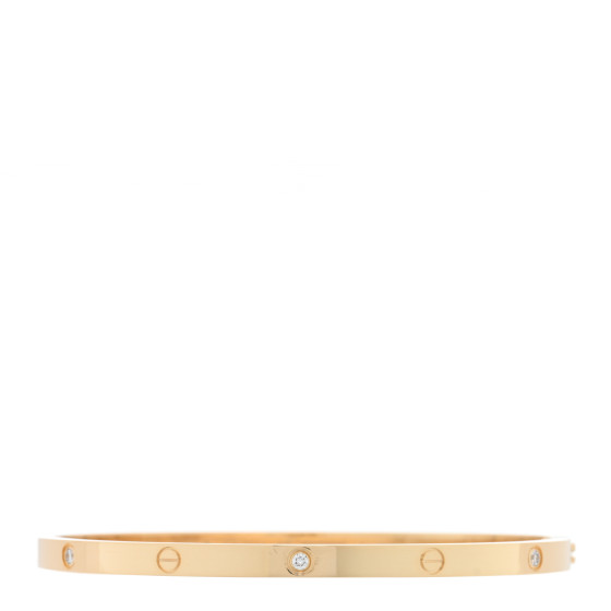 18K Yellow Gold 6 Diamond Small LOVE Bracelet 17