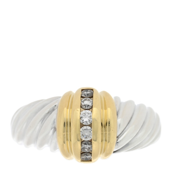 Sterling Silver 18K Yellow Gold Diamond Shrimp Ring 54 7