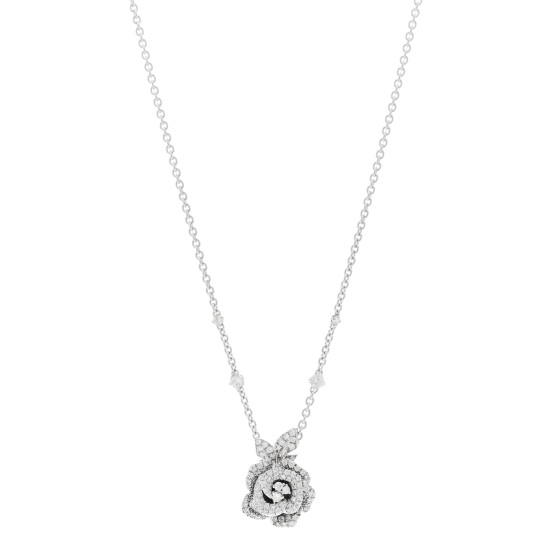 18K White Gold Diamond Medium Rose Dior Bagatelle Necklace