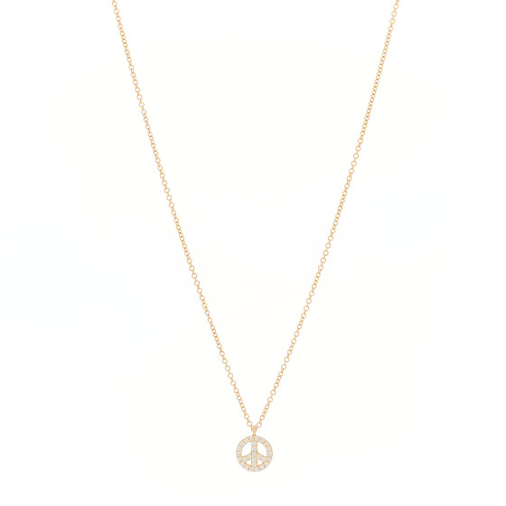 18K Rose Gold Diamond Mini Metro Peace Pendant Necklace