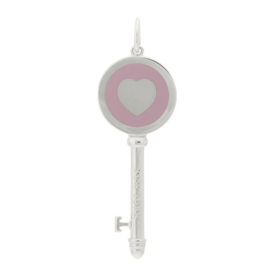Sterling Silver Enamel Keys Heart Key Pendant Lavender
