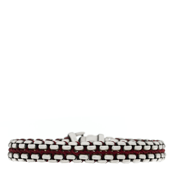 Sterling Silver Woven Box Chain Bracelet Red