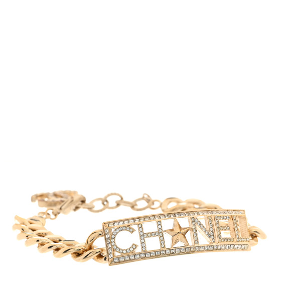 Crystal Chain Baguette Logo Star Bracelet Gold
