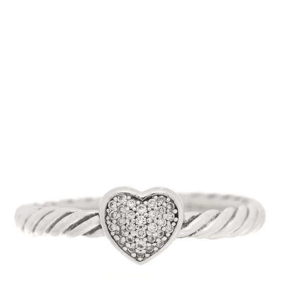 Sterling Silver Diamond Cable Classics Heart Ring 50 5.25