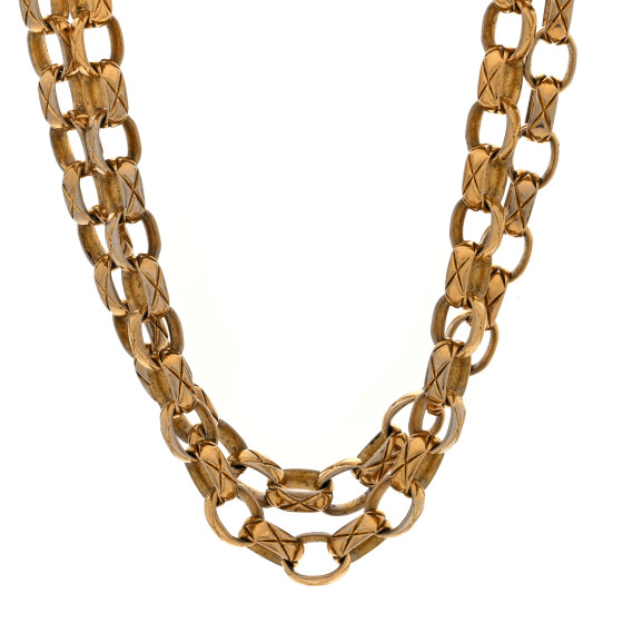 Metal Quilted Link Necklace Gold