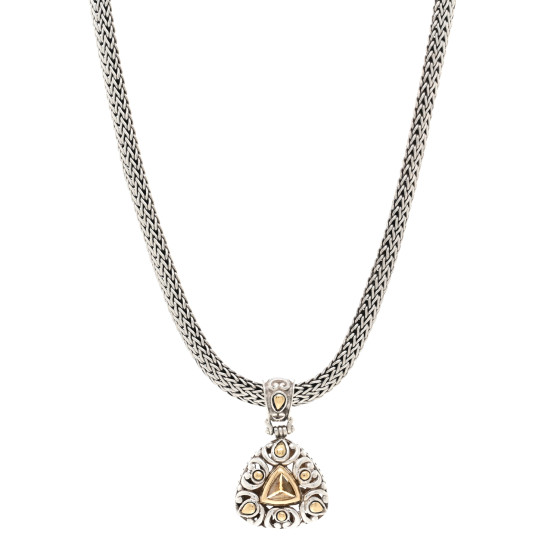 Sterling Silver 18K Yellow Gold Citrine Batu Sari Pendant Necklace