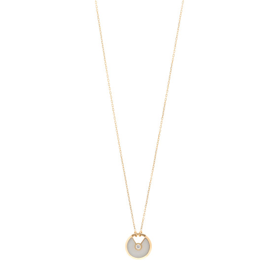 18K Yellow Gold Diamond Mother of Pearl SM Amulette de Cartier Pendant Necklace
