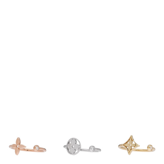 18K Yellow Pink White Gold Diamond Idylle Blossom Ring 3 Set 50 5.25