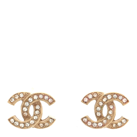 Metal Crystal CC Earrings Gold