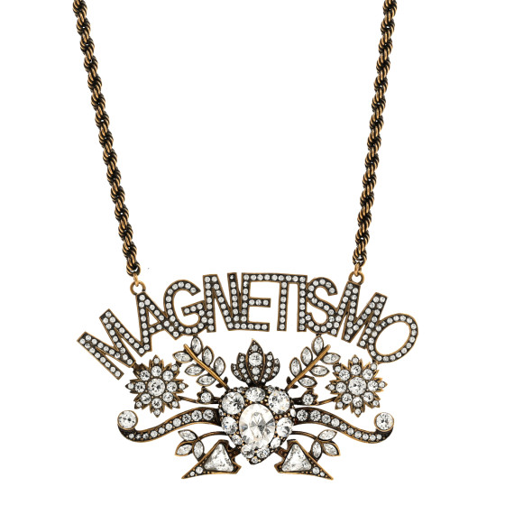 Metal Crystal Magnetismo Necklace Aged Gold