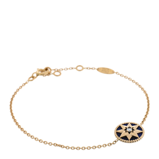 18K Yellow Gold Lapis Lazuli Diamond Rose Des Vents Bracelet