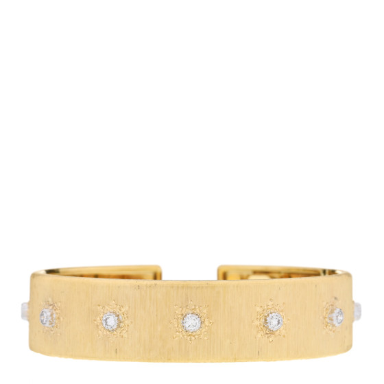 18K Yellow White Gold Diamond Wide Macri Classica Cuff Bracelet