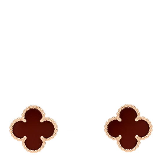 18K Rose Gold Carnelian Sweet Alhambra Earrings