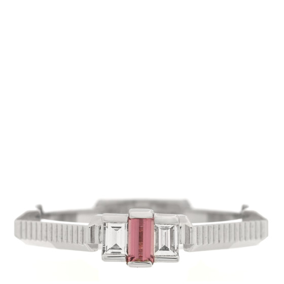 18K White Gold Diamond Pink Tourmaline Link to Love Ring 55 7.25