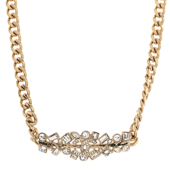 Crystal CC Link Choker Necklace Gold