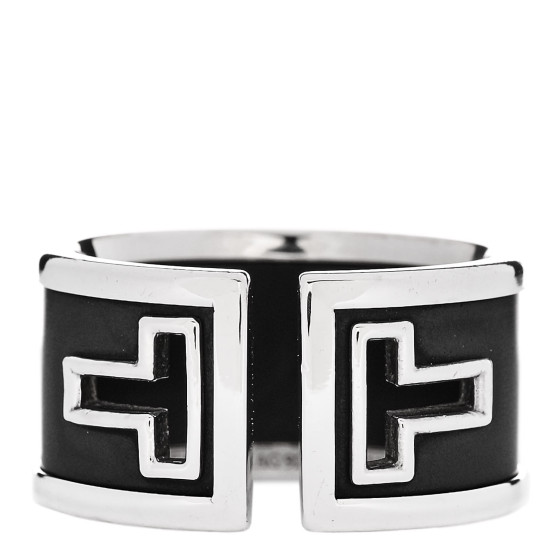 Sterling Silver Black Ceramic T Cutout Ring 53 6.25