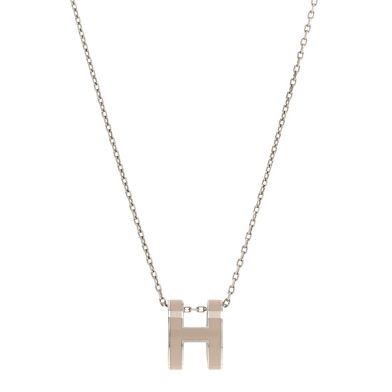 Lacquered Palladium Pop H Pendant Necklace Marron Glace