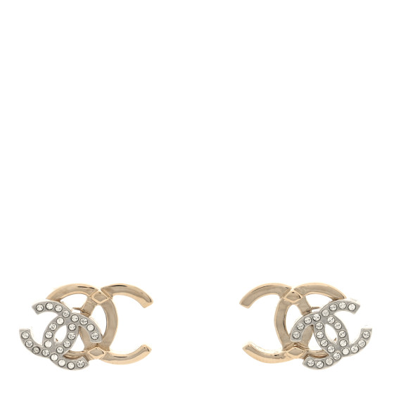 Crystal Double CC Earrings Gold Silver