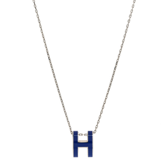 Lacquered Palladium Pop H Pendant Necklace Bleu Royal