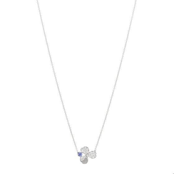 Platinum Diamond Tanzanite Paper Flowers Pendant Necklace