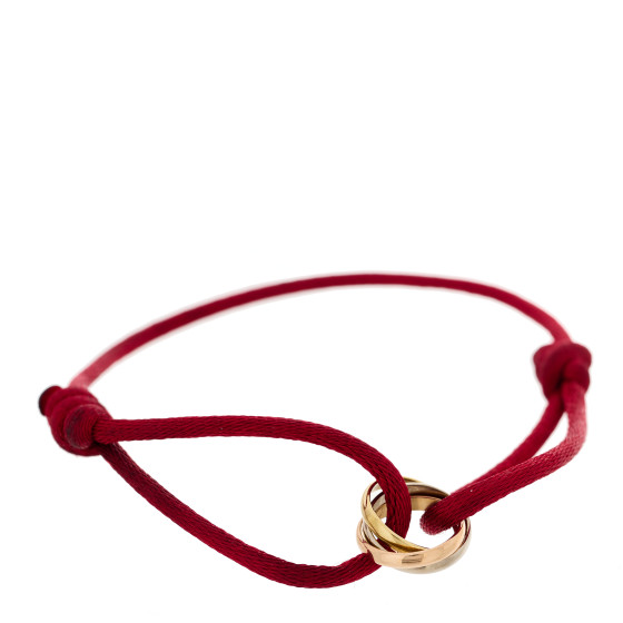 18K Pink Yellow White Gold Trinity Cord Bracelet Red