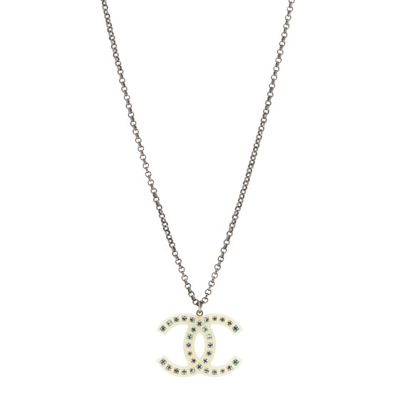 Crystal CC Pendant Necklace Gold