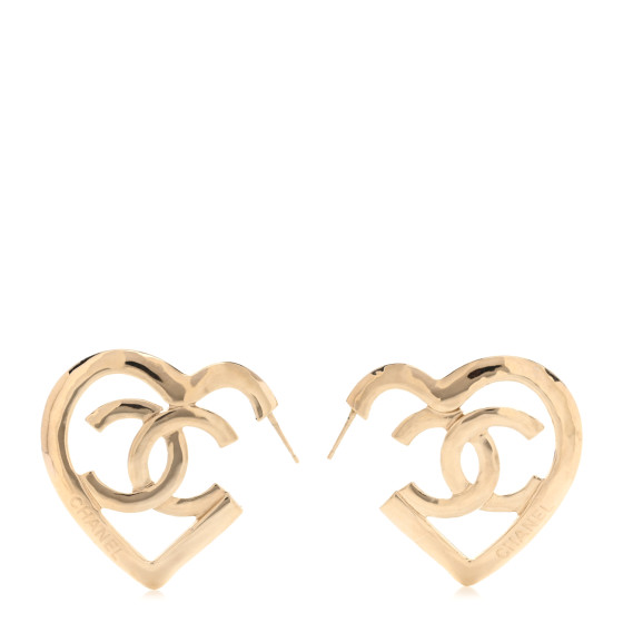 Metal CC Heart Coco In Love Hoop Earrings Gold