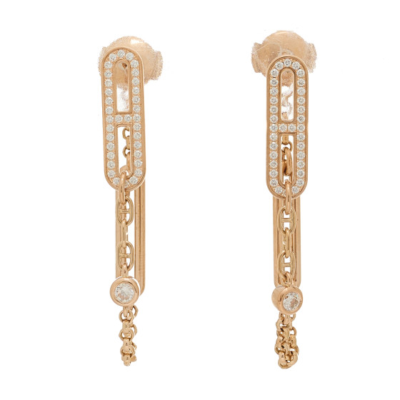 18K Rose Gold Diamond Chaine D'Ancre Chaos Earrings