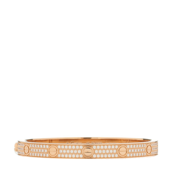 18K Pink Gold Diamond LOVE Paved Bracelet 18