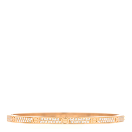 18K Yellow Gold Diamond Small LOVE Paved Bracelet 17