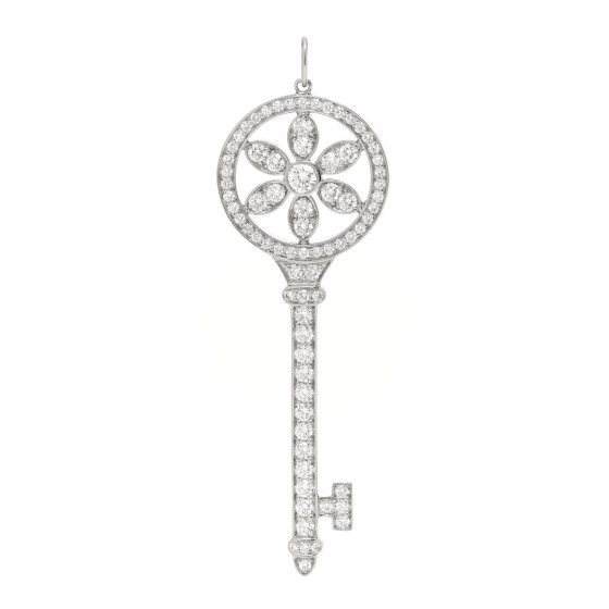 Platinum Diamond Daisy Key Pendant Necklace