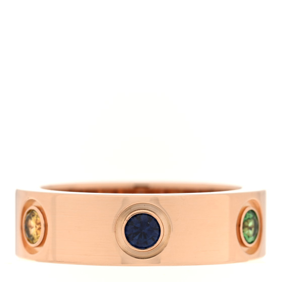 18K Pink Gold Sapphire Garnet Amethyst 5.5mm LOVE Ring 48 4.5