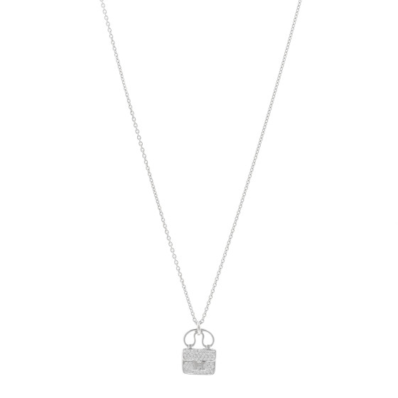 18K White Gold Diamond Constance Amulette Pendant Necklace